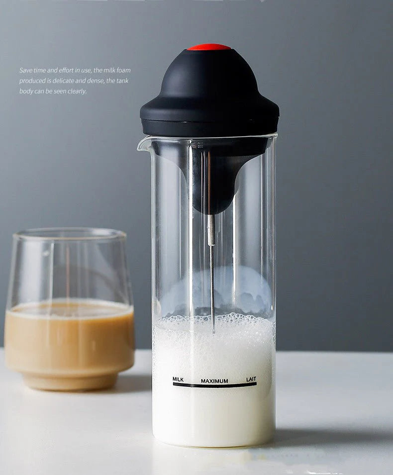 Electric Milk Frother & Beverage Mixer for Barista-Style Drink