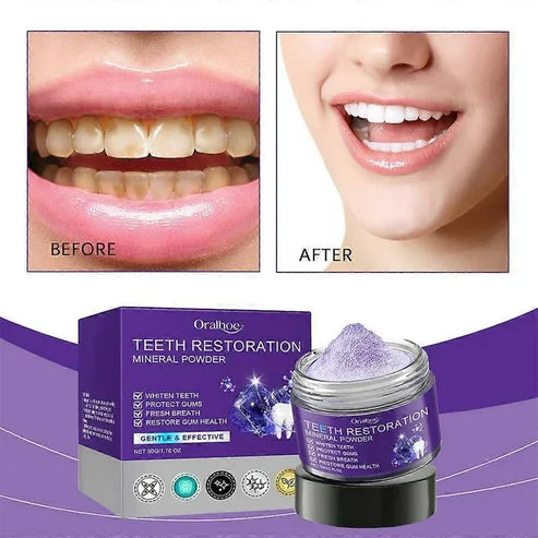 Oralhoo &  Natural Teeth Restoration Mineral Powder for a Brighter, Healthier Smile