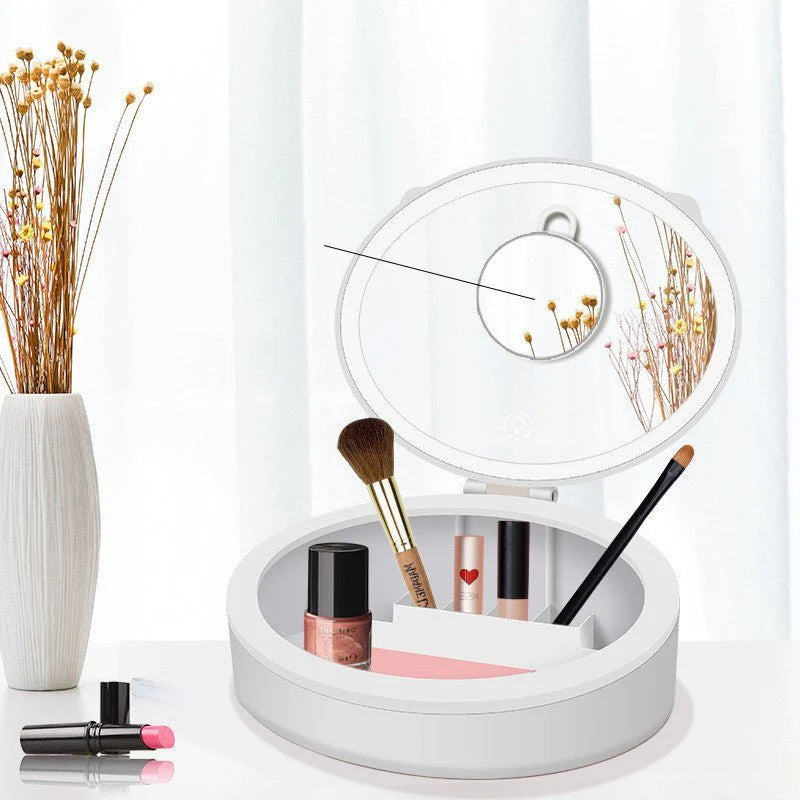 GlowGlam   LED Makeup Mirror with Storage & Light