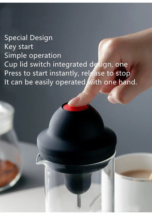 Electric Milk Frother & Beverage Mixer for Barista-Style Drink